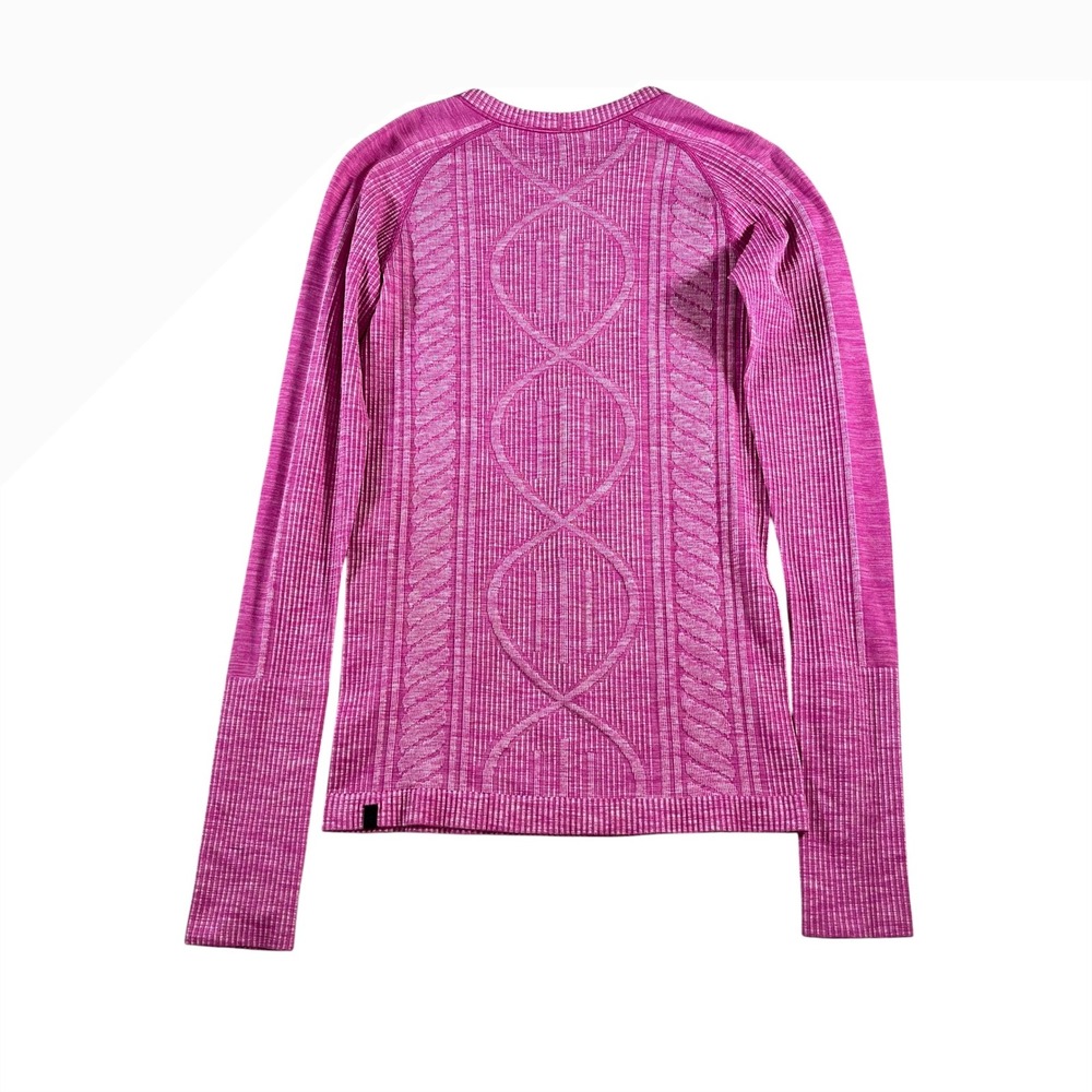 Lululemon Swiftly Tech Long Sleeve Crew Shirt Pink/Purple Ribbed Thumbholes - Picture 2 of 7